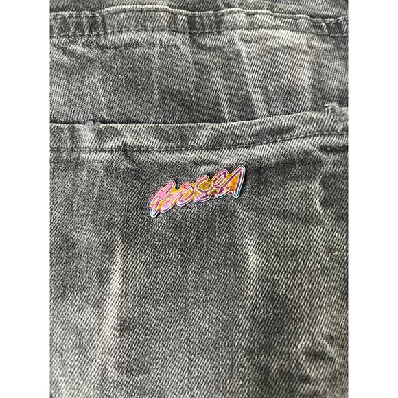 Bossi Men’s SPRP Leather Skull Black Faded Skinny Fitted Denim Jeans Size 34 - Picture 5 of 5